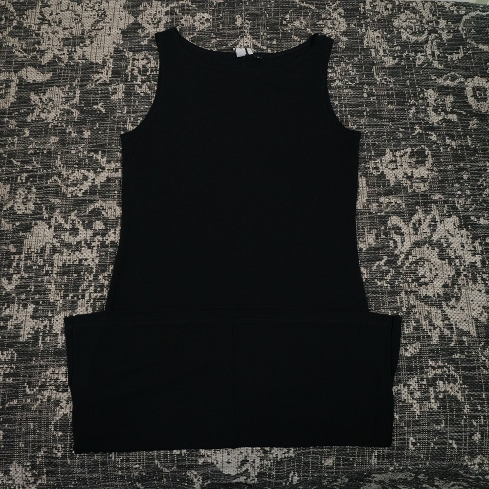 Janique by Kourosh Women's Large Black Tank Dress Sleeveless Bodycon Midi Formal